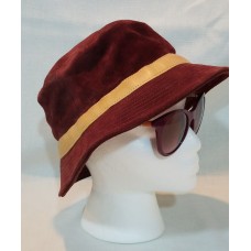 Coach Mujers Burgundy Suede Leather  Bucket Crusher Hat Discontinued. SZ S / P  eb-20811771